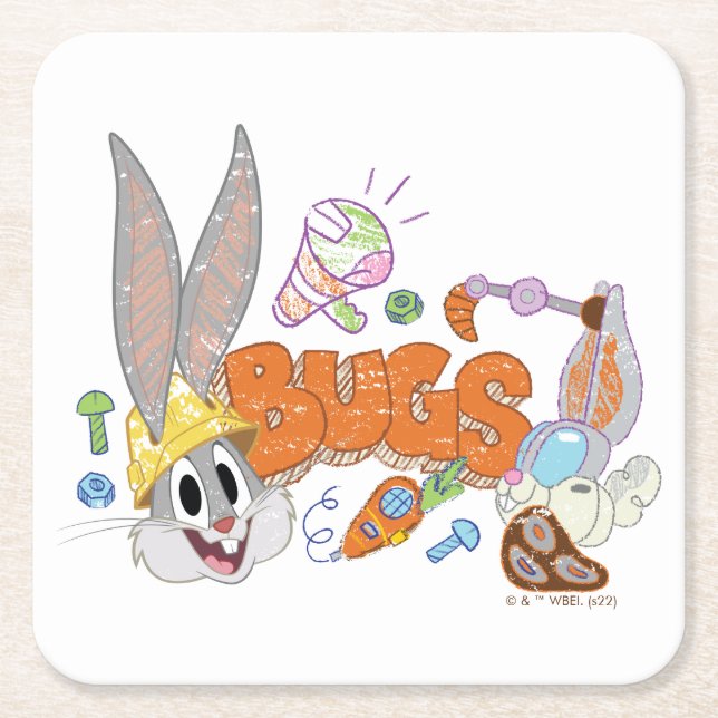 Dessous De Verre Carré BUGS BUNNY BUILDERS™| BUGS BUNNY™ Sketch Art (Devant)