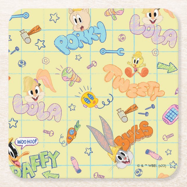 Dessous De Verre Carré BUGS BUNNY BUILDERS™| Character Sketch Pattern (Devant)