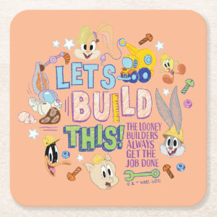 Dessous De Verre Carré BUGS BUNNY BUILDERS™ "Construisons Cela" Esquisse