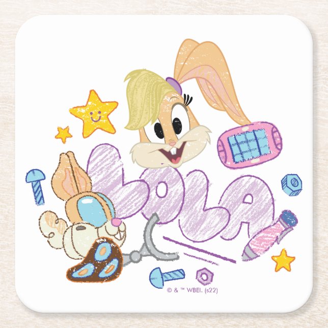 Dessous De Verre Carré BUGS BUNNY BUILDERS™| Lola Sketch Art (Devant)