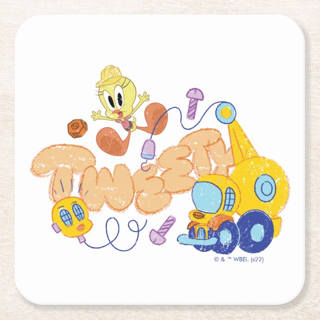 Dessous De Verre Carré BUGS BUNNY BUILDERS™| TWEETY™ Sketch Art (Devant)