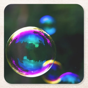 Dessous De Verre Carré Bulles de savon colorées flottantes