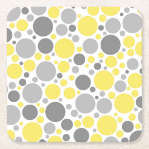 Dessous De Verre Carré Bulles jaunes gris modernes