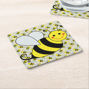 Dessous De Verre Carré Bumble Bee mignonne avec Motif