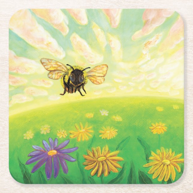 Dessous De Verre Carré Bumblebee sur l'Horizon (Devant)