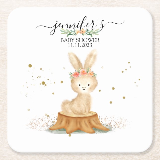 Dessous De Verre Carré Bunny Rabbit wildlife baby newborn (Devant)
