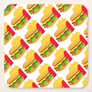 Dessous De Verre Carré Burger et frites