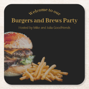 Dessous De Verre Carré Burgers et Brews Party