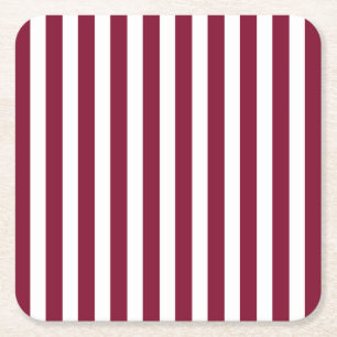 Dessous De Verre Carré Burgundy et blanc rayures de bonbons