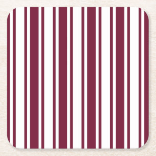 Dessous De Verre Carré Burgundy rouge et blanc bonbons rayures