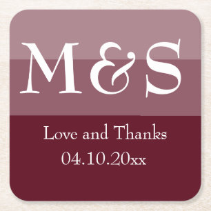Dessous De Verre Carré Burgundy Rouge Simple Mariage moderne