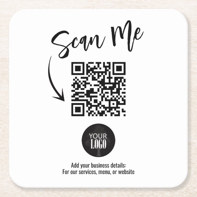 Dessous De Verre Carré Business QR Code Scan Me Simple (Devant)