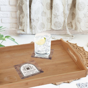 Dessous De Verre Carré Cabine familial Bois rustique Décor personnalisé