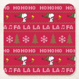 Dessous De Verre Carré cacahuètes   Chandail de Noël Snoopy & Woodstock
