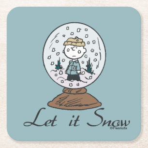 Dessous De Verre Carré cacahuètes   Charlie Brown Snow Globe