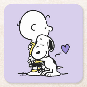 Dessous De Verre Carré cacahuètes   Saint Valentin   Charlie Brown & Snoo