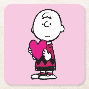 Dessous De Verre Carré cacahuètes   Saint Valentin   Heart Charlie Brown