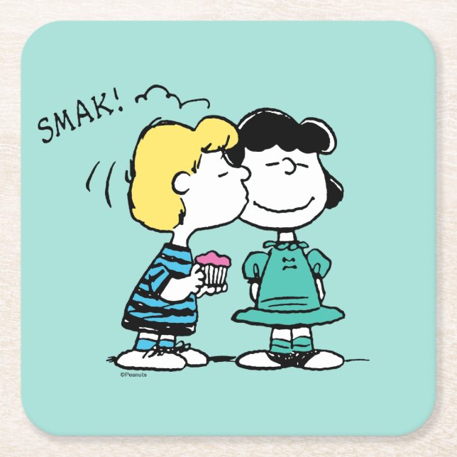 Dessous De Verre Carré cacahuètes | Saint Valentin | Lucy & Schroeder Kis (Devant)