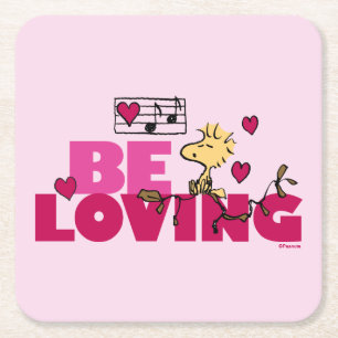 Dessous De Verre Carré cacahuètes   Saint Valentin   Woodstock Be Love