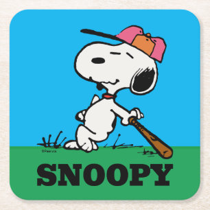 Dessous De Verre Carré cacahuètes   Snoopy at Bat