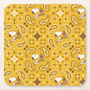 Dessous De Verre Carré cacahuètes   Snoopy Bandana Cowboy