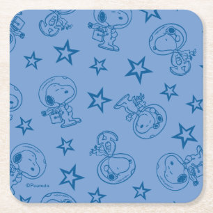 Dessous De Verre Carré cacahuètes   Snoopy Blue Space Astronaut Motif