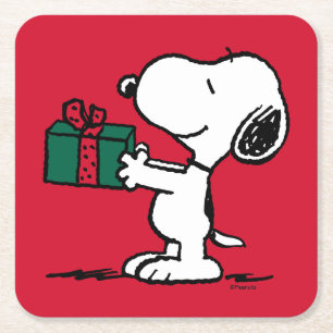 Dessous De Verre Carré cacahuètes   Snoopy Christmas Gift Giver