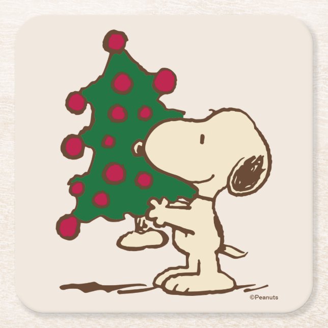 Dessous De Verre Carré cacahuètes | Snoopy Christmas Tree (Devant)