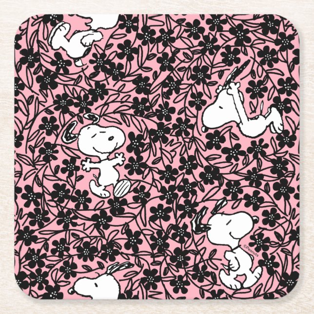 Dessous De Verre Carré cacahuètes | Snoopy Flower Vine Motif (Devant)