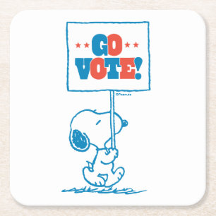 Dessous De Verre Carré cacahuètes   Snoopy - Go Vote Sign