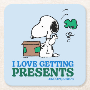 Dessous De Verre Carré cacahuètes   Snoopy I Love Obtenir des présentatio