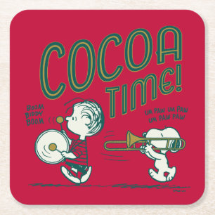 Dessous De Verre Carré cacahuètes   Snoopy & Linus Cocoa Time