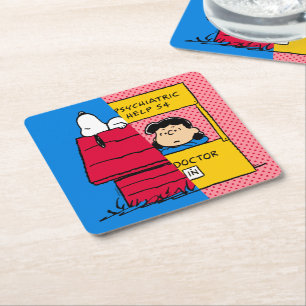 Dessous De Verre Carré cacahuètes   Snoopy & Lucy Half & Half