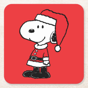 Dessous De Verre Carré cacahuètes   Snoopy Santa Claus
