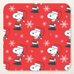 Dessous De Verre Carré cacahuètes   Snoopy Santa Claus