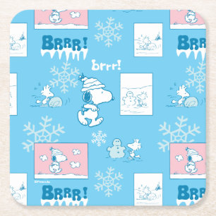Dessous De Verre Carré cacahuètes   Snoopy Snow Day Motif