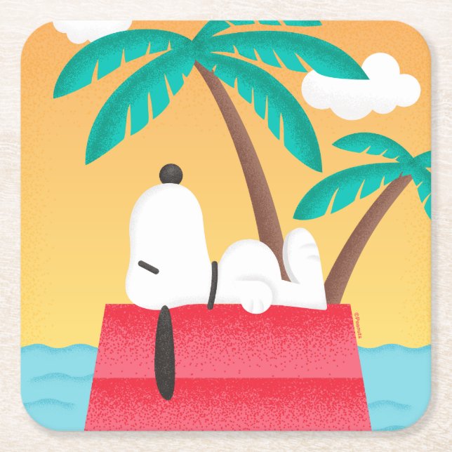 Dessous De Verre Carré cacahuètes | Snoopy Tropical Deco Dreams (Devant)