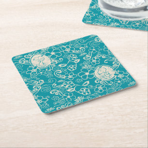 Dessous De Verre Carré cacahuètes   Snoopy Turquoise Tropical Beach Motif