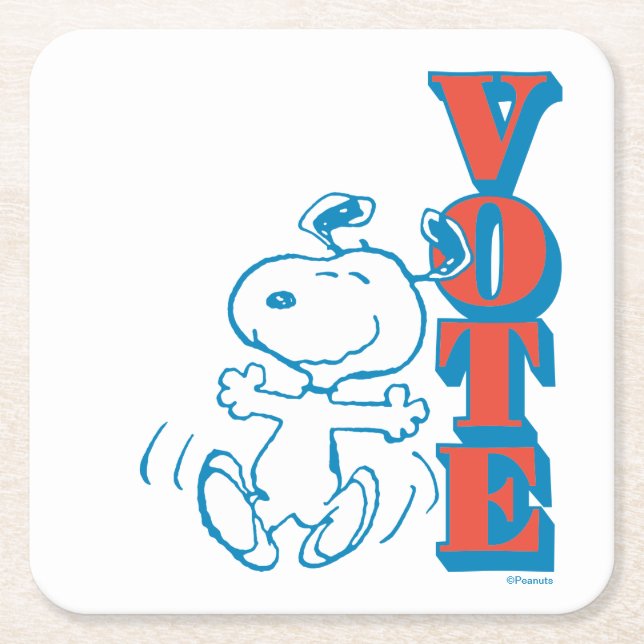 Dessous De Verre Carré cacahuètes | Snoopy - Vote (Devant)