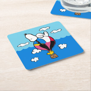 Dessous De Verre Carré cacahuètes Snoopy & Woodstock Hot Air Balloon