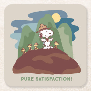 Dessous De Verre Carré cacahuètes   Snoopy & Woodstock Satisfaction pure