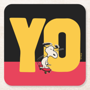 Dessous De Verre Carré cacahuètes   Snoopy YO Skateboard