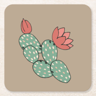 Dessous De Verre Carré Cactus à poires modernes