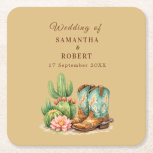 Dessous De Verre Carré Cactus désert Arizona Cactées Mariage Cowboy