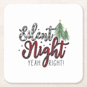Dessous De Verre Carré Cadeau de Noël Silence Nuit Oui
