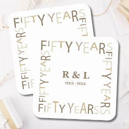 Dessous De Verre Carré Cadeau du 50e anniversaire du Mariage d'or