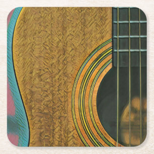 Dessous De Verre Carré Cadeau pour musicien guitariste
