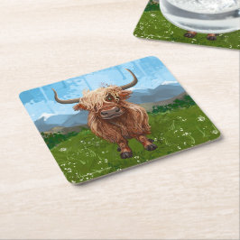 Dessous De Verre Carré Cadeaux et accessoires de vache Highland