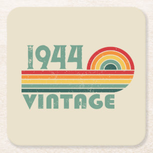 Dessous De Verre Carré Cadeaux personnalisés vintages de 80e anniversaire