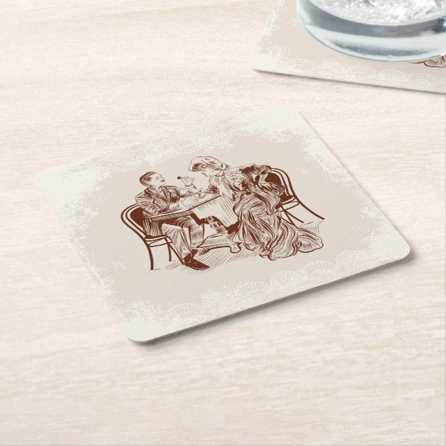 Dessous De Verre Carré café et amour (Incliné)